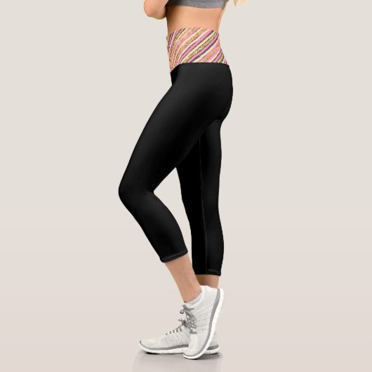 Leggings Capri Noir jaune Abstrait (Gauche)