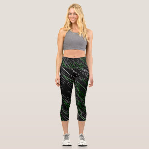 Leggings Capri Noir marbré vert