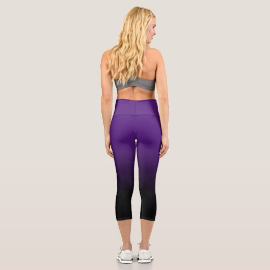 Leggings Capri Noir moderne et Royal violet Ombre (Verso)
