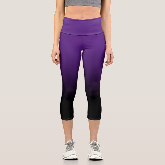 Leggings Capri Noir moderne et Royal violet Ombre (Recto)