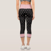 Leggings Capri Noir rose pois (Verso)