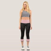 Leggings Capri Noir rose pois (Recto)