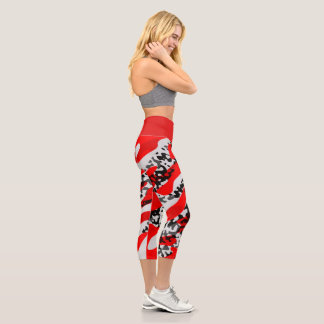 Leggings Capri Noir rouge et blanc