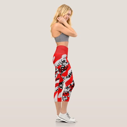 Leggings Capri Noir rouge et blanc (Droite)