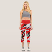 Leggings Capri Noir rouge et blanc (Recto)