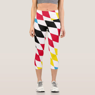 Leggings Capri Noir rouge jaune Bavaria Motif Drapeau Diamant