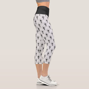 Leggings Capri Noir sur blanc motif art déco