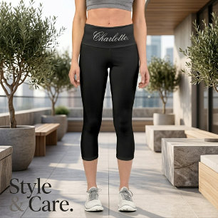 Leggings Capri Noirs sur Mesure Style Ajusté Éléga