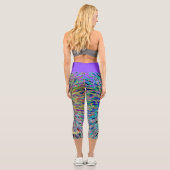 Leggings Capri Nom bleu jaune Abstrait rétro (Verso)