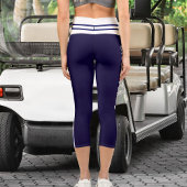 Leggings Capri Nom de chat de animal de compagnie rayé bleu blanc