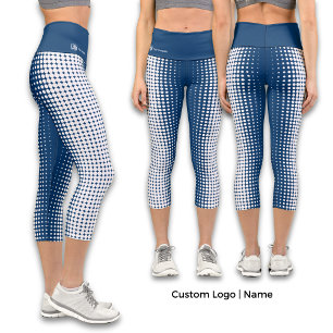 Leggings Capri Nom de l'entreprise, Logo Motif demi-ton bleu et b