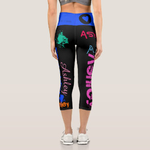 Leggings Capri Nom de répétition personnalisé 6 lettres HWC Le