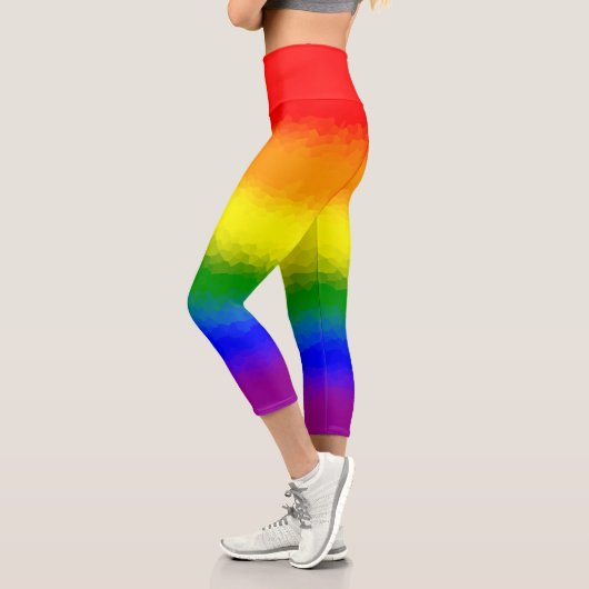 Leggings Capri Nom de script mosaïque arc-en-ciel moderne (Gauche)