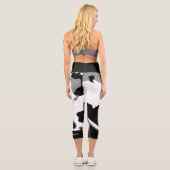 Leggings Capri Nom personnalisé Abstrait noir et blanc (Verso)