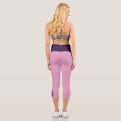 Leggings Capri Nom Personnalisé - Doodle Fleur Violet - Rose Soli (Verso)