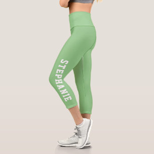 Leggings Capri Nom personnalisé Mention personnalisée verte