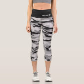Leggings Capri Nom personnalisé Motif de camouflage noir (Recto)