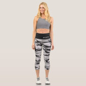 Leggings Capri Nom personnalisé Motif de camouflage noir (Recto)