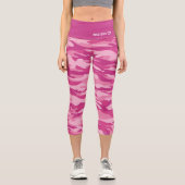 Leggings Capri Nom personnalisé Motif de camouflage rose (Recto)