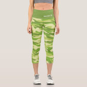 Leggings Capri Nom personnalisé Motif de camouflage vert (Recto)