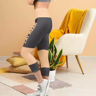 Leggings Capri Nom personnalisé Peach Grey Capris haut taille