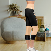 Leggings Capri Nom personnalisé Pêche noir haut-taille Capris