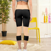 Leggings Capri Nom personnalisé Pêche noir haut-taille Capris