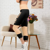 Leggings Capri Nom personnalisé Pêche noir haut-taille Capris