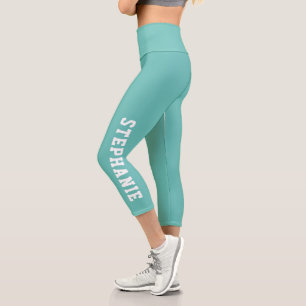 Leggings Capri Nom personnalisé personnalisé sarcelle