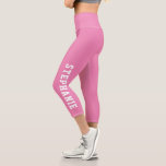 Leggings Capri Nom personnalisé rose personnalisé<br><div class="desc">Apportez style et personnalisation à votre collection de vêtements actifs avec ces leggings capri roses personnalisés, avec votre nom le long de la jambe. Idéales pour les exercices, le yoga ou l'usure décontractée, ces leggings offrent à la fois confort et un look personnalisé unique. Fabriqués en tissu de haute qualité...</div>