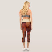 Leggings Capri Nom personnalisé rouge Brown Tan Abstrait (Verso)
