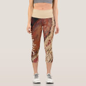 Leggings Capri Nom personnalisé rouge Brown Tan Abstrait (Recto)