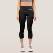 Leggings Capri Nom personnalisé Texte Logo Simple Black Sport (Recto)