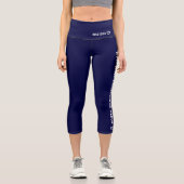 Leggings Capri Nom personnalisé Texte Logo Simple Blue Sport (Recto)