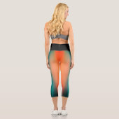 Leggings Capri Nom tendance foncé Turquoise à orange dégradé (Verso)