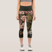 Leggings Capri Nombreuses Fleurs Rose Vert Floral Nom personnalis (Recto)
