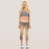 Leggings Capri Notes musicales dans la lune Brun doré (Recto)