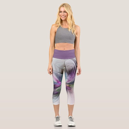 Leggings Capri Nouvelle vie, Colorful Abstrait Fractal Art Imagin (Recto)