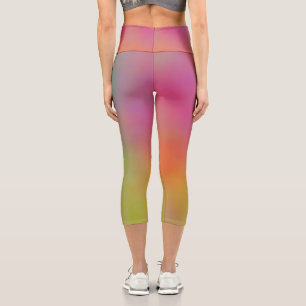 Leggings Capri Nuages de marbre rose et vert