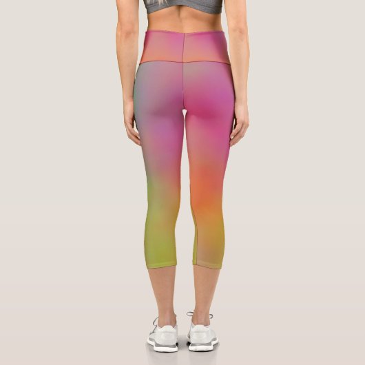 Leggings Capri Nuages de marbre rose et vert (Verso)