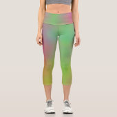 Leggings Capri Nuages de marbre rose et vert (Recto)