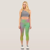 Leggings Capri Nuages de marbre rose et vert (Recto)