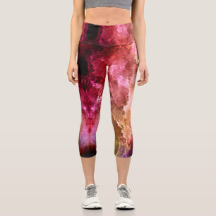 Leggings Capri Nuages de tempête fractale de Bourgogne Capri Legg