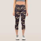 Leggings Capri Nuances amusantes du Motif de bande Brown (Recto)