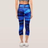 Leggings Capri Nuances de bleu d'art abstrait (Verso)