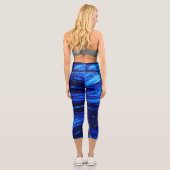 Leggings Capri Nuances de bleu d'art abstrait (Verso)