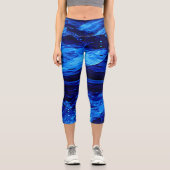Leggings Capri Nuances de bleu d'art abstrait (Recto)