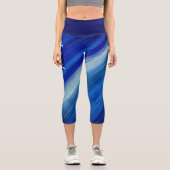 Leggings Capri Nuances de traits bleus avec nom (Recto)