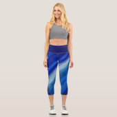 Leggings Capri Nuances de traits bleus avec nom (Recto)