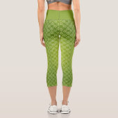 Leggings Capri Nuances modernes de fleurs vertes (Verso)